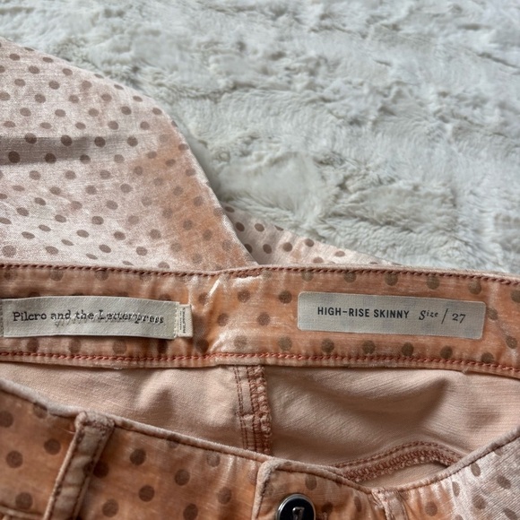 Pilcro Anthropologie Size 27 Velvet Polka Dot High Rise Skinny Jeans - Picture 3 of 6